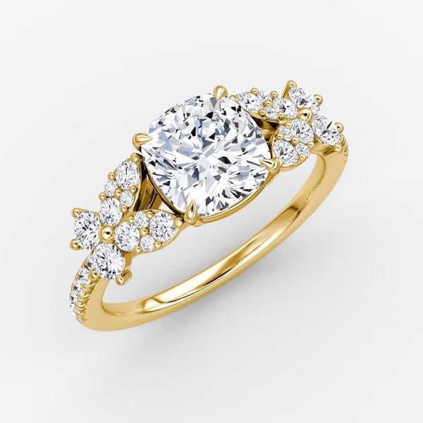 Marigold Cushion Pavé Lab Diamond Ring