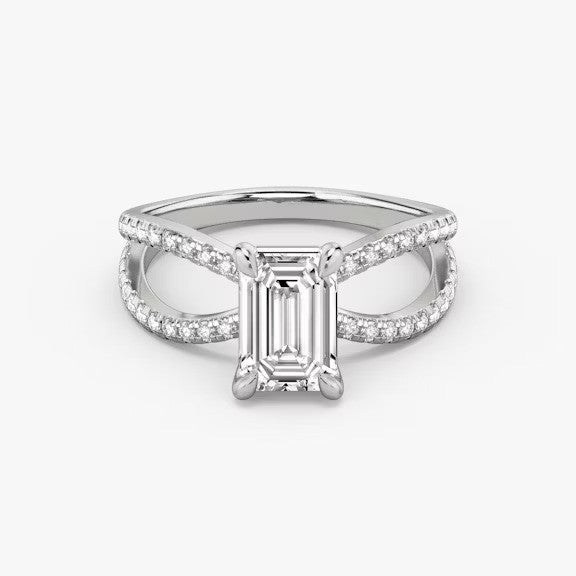 Butterfly Emerald Pavéful Lab Diamond Engagement Ring