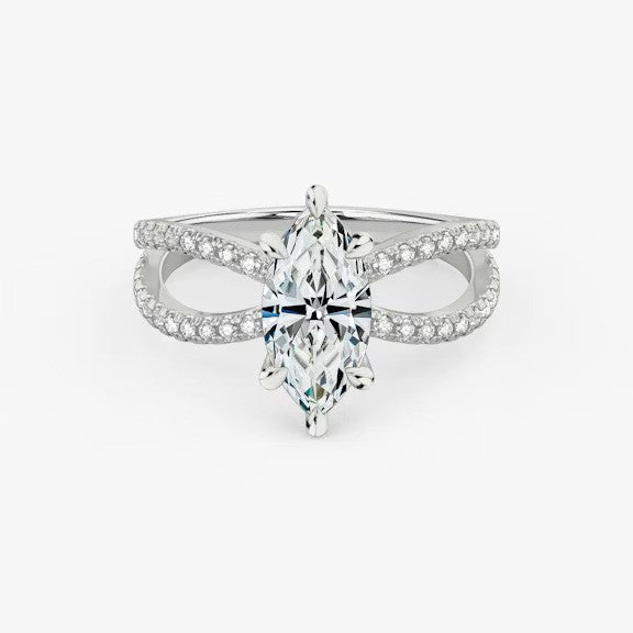 Butterfly Marquise Pavéful Lab Diamond Engagement Ring