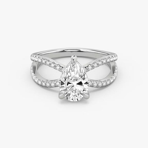 Butterfly Pear Pavéful Lab Diamond Engagement Ring