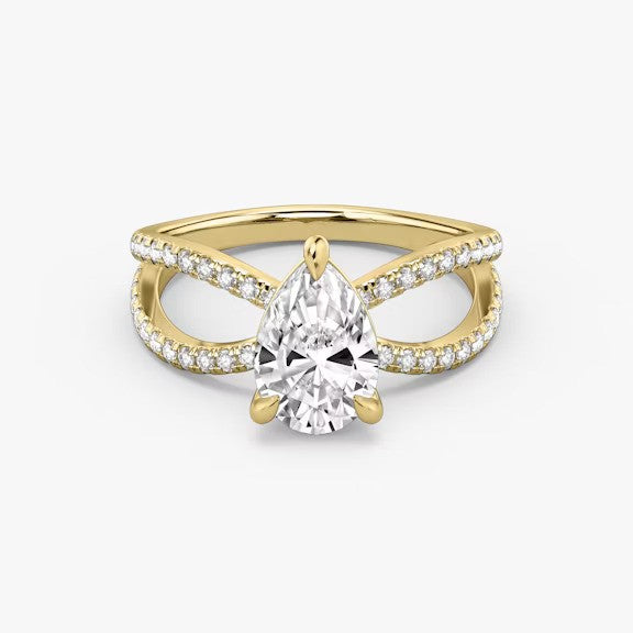Butterfly Pear Pavéful Lab Diamond Engagement Ring