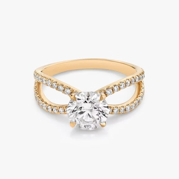 Butterfly Round Pavéful Lab Diamond Engagement Ring