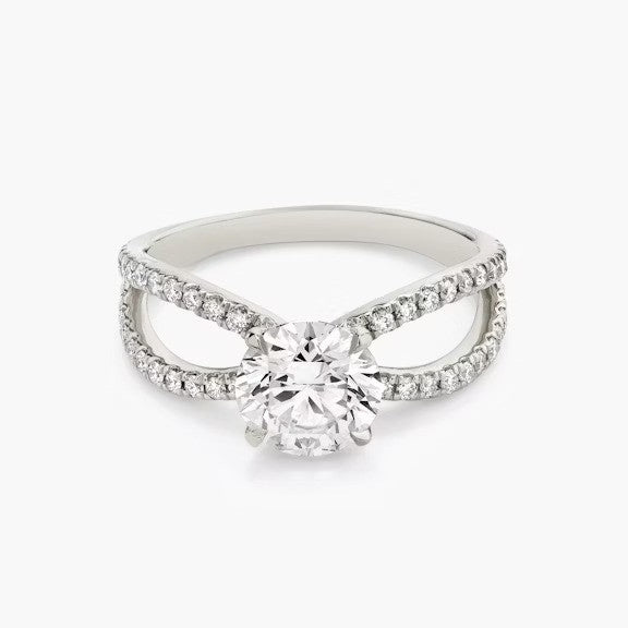 Butterfly Round Pavéful Lab Diamond Engagement Ring