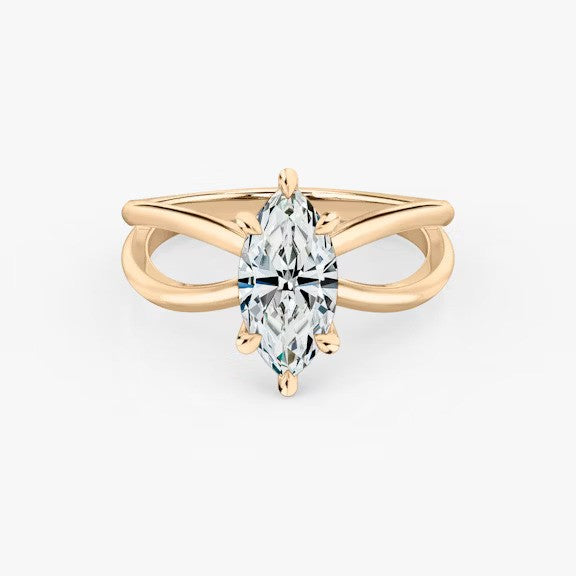 Butterfly Marquise Lab Diamond Engagement Ring