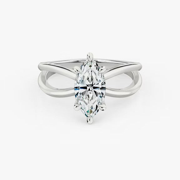 Butterfly Marquise Lab Diamond Engagement Ring