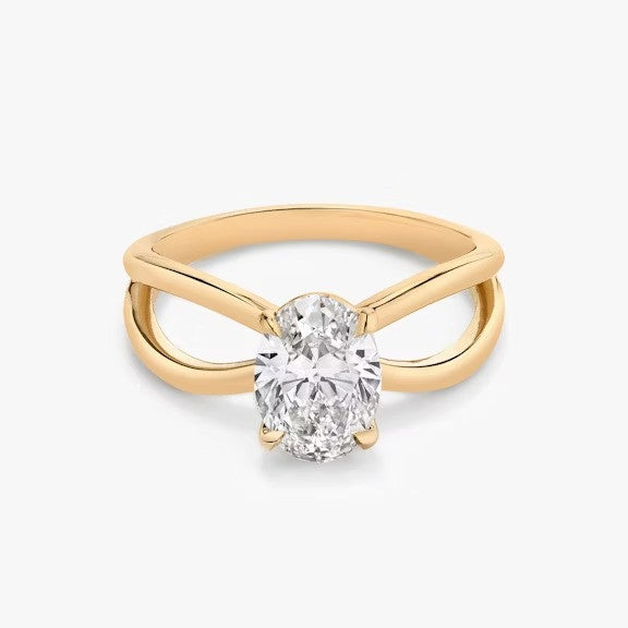 Butterfly Oval Lab Diamond Engagement Ring