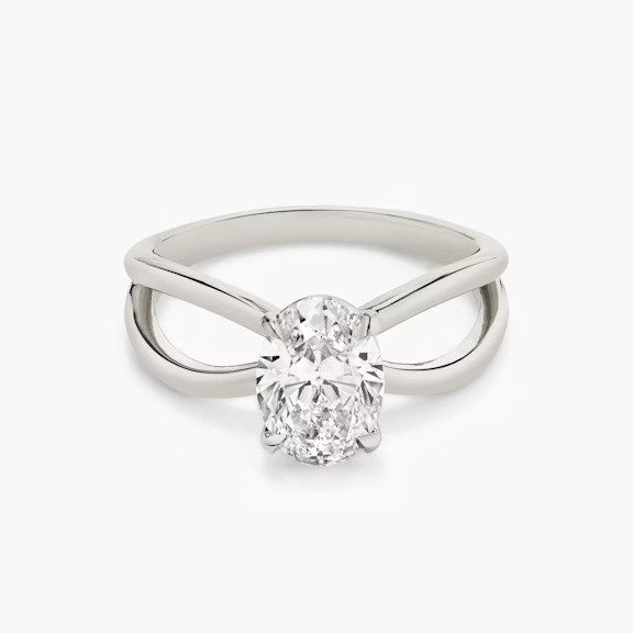 Butterfly Oval Lab Diamond Engagement Ring