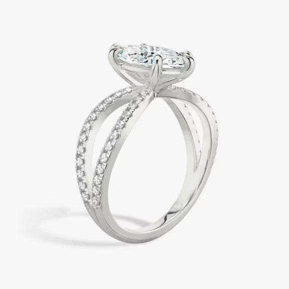 Butterfly Marquise Pavéful Lab Diamond Engagement Ring