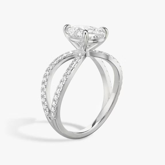 Butterfly Pear Pavéful Lab Diamond Engagement Ring