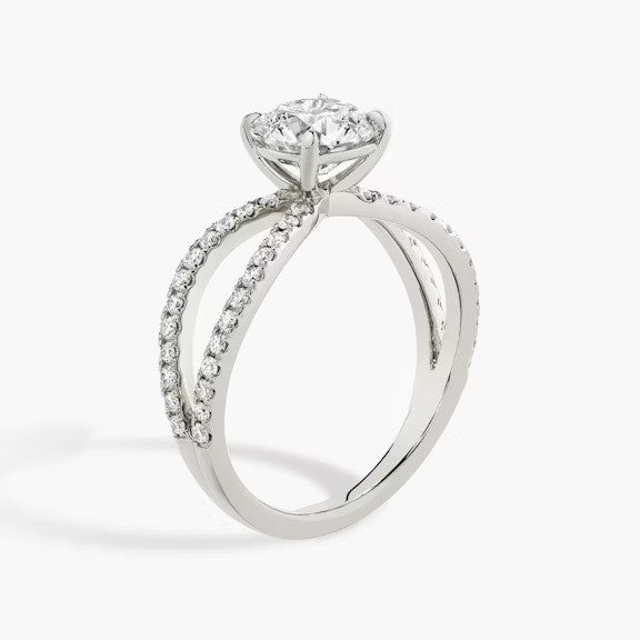 Butterfly Round Pavéful Lab Diamond Engagement Ring