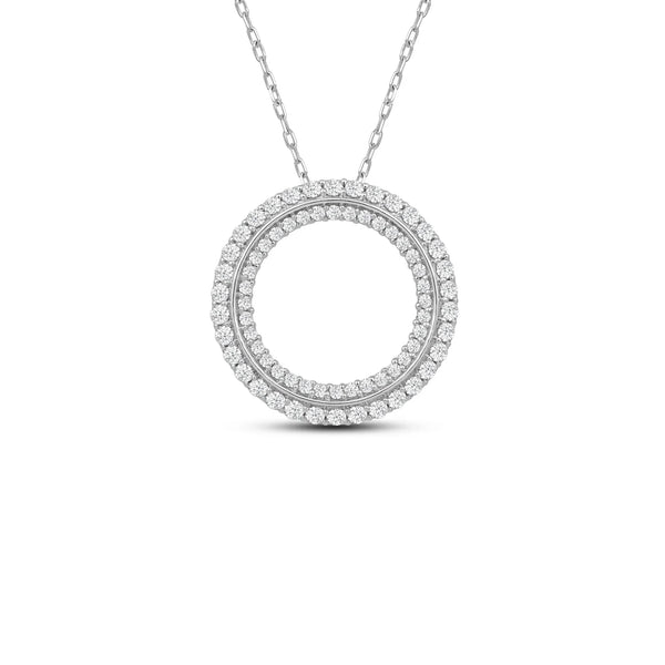 Concentric Circles Round Lab Grown Diamonds Pendant