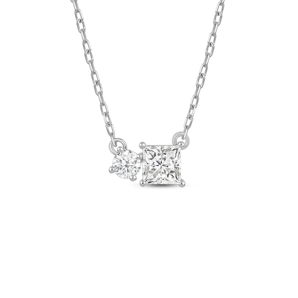 Toi et Moi Round & Princess Lab Grown Diamond Pendant