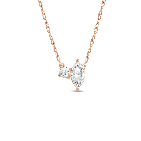 Toi et Moi Marquise & Round Lab Grown Diamond Pendant