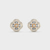 Flower with Four Petals Halo Diamond Earrings