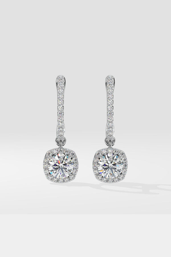 Cushion Halo Solitaire Drop Danglers