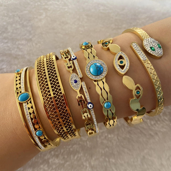 EVIL EYE BANGLE - 18K GOLD-PLATED