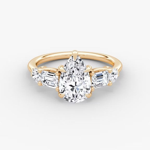 Anomaly Pear & Emerald Lab Grown Diamond Engagement Ring