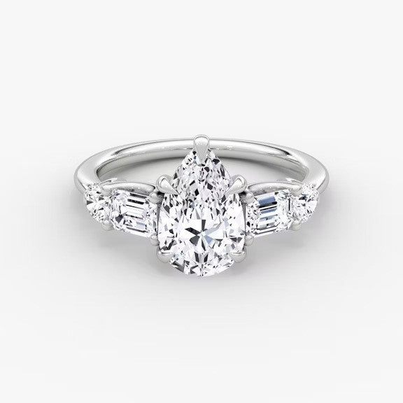 Anomaly Pear & Emerald Lab Grown Diamond Engagement Ring