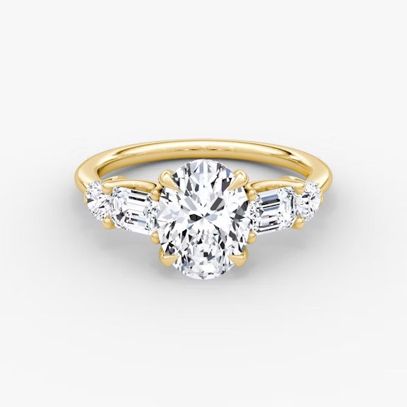 Anomaly Oval & Emerald Lab Grown Diamond Engagement Ring