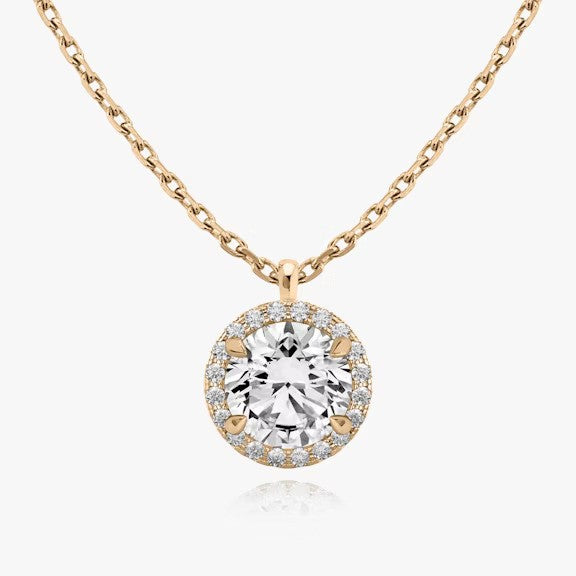 Vertical Round Princess Lab Diamond Pendant