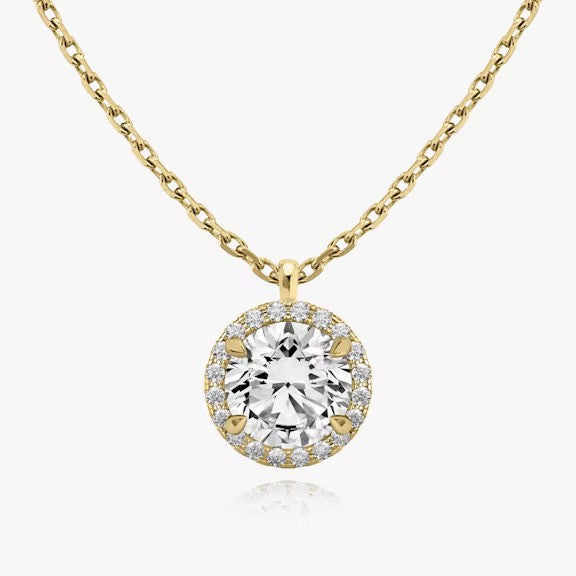 Vertical Round Princess Lab Diamond Pendant