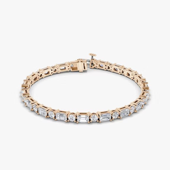 Round & Emerald Lab Diamond Tennis Bracelet