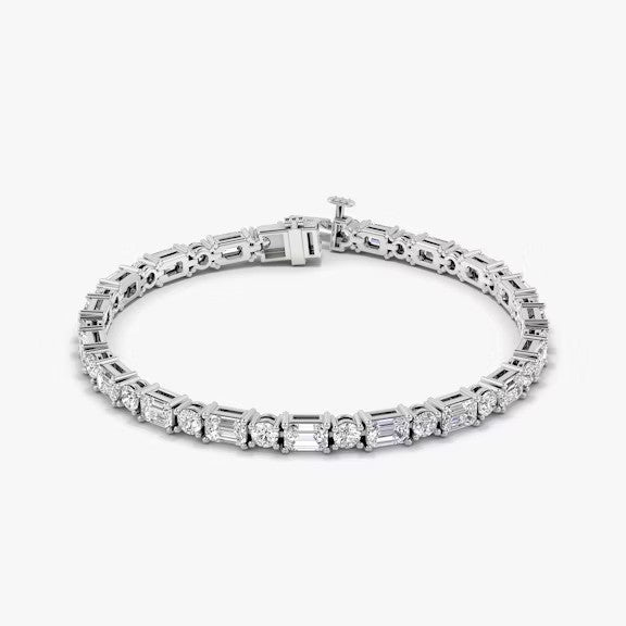 Round & Emerald Lab Diamond Tennis Bracelet