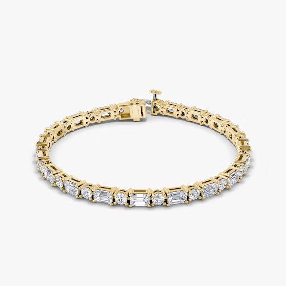 Round & Emerald Lab Diamond Tennis Bracelet