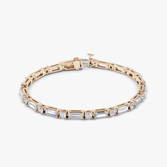 Round & Baguette Lab Diamond Tennis Bracelet