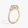 Three Stone Round Pavé Lab Diamond Engagement Ring