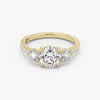 Three Stone Round Pavé Lab Diamond Engagement Ring
