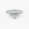 Three Stone Marquise Pavé Lab Diamond Engagement Ring