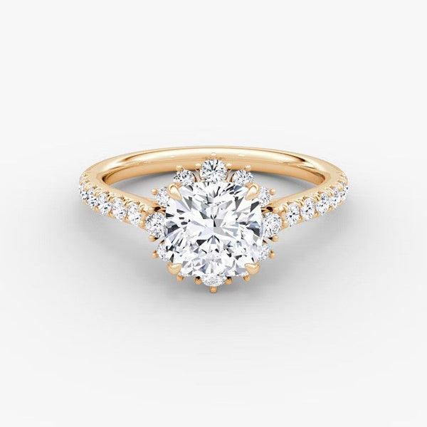 Aura Halo Pavé Cushion Lab Grown Diamond Ring