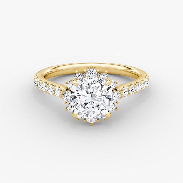 Aura Halo Pavé Cushion Lab Grown Diamond Ring