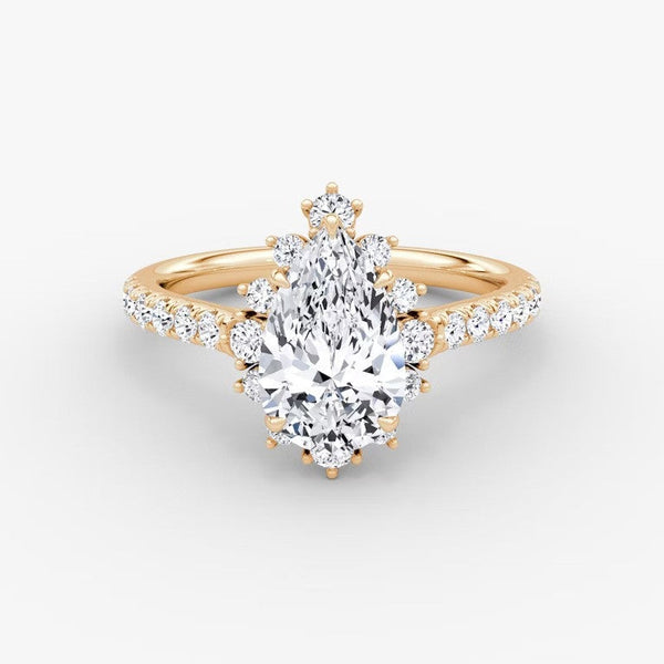 Aura Halo Pavé Pear Lab Grown Diamond Ring