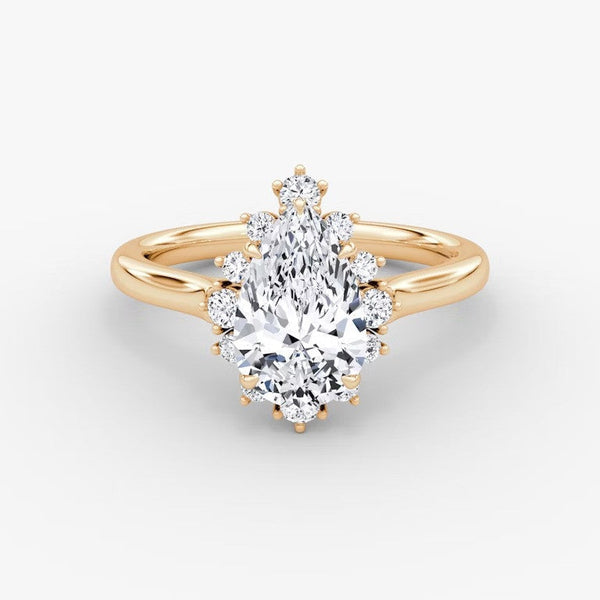 Aura Halo Pear Lab Grown Diamond Ring