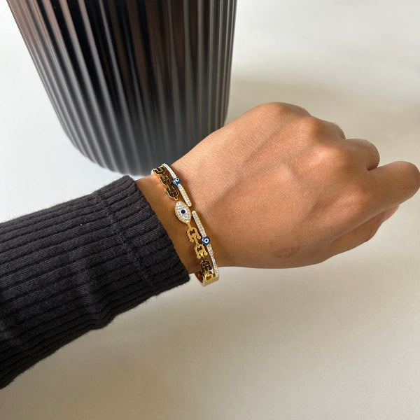 EVIL EYE BANGLE - 18K GOLD-PLATED