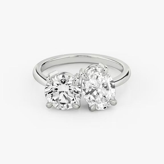 Toi et Moi Round Oval Lab Grown Diamond Ring