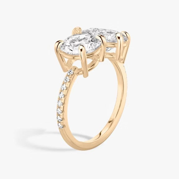 Toi et Moi Pavé Round Pear Lab Grown Diamond Ring