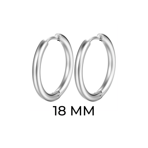 SLEEPER HOOPS (18MM) - 18K WHITE/GOLD-PLATED