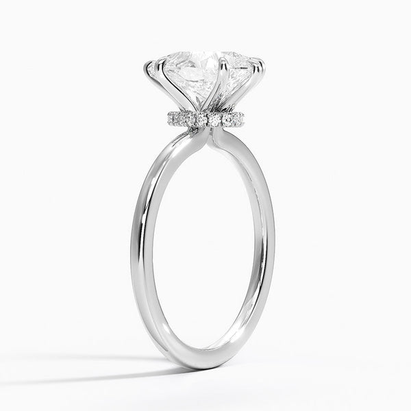 Hidden Halo Pear Lab Grown Diamond Engagement Ring