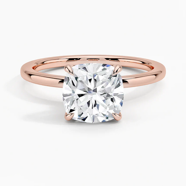 Hidden Halo Cushion Lab Grown Diamond Engagement Ring