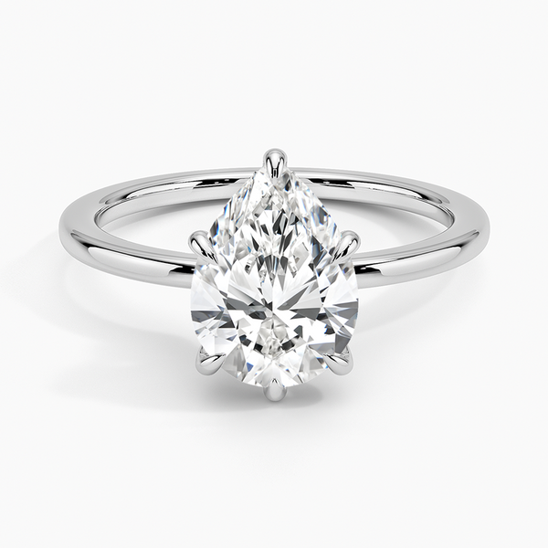 Hidden Halo Pear Lab Grown Diamond Engagement Ring