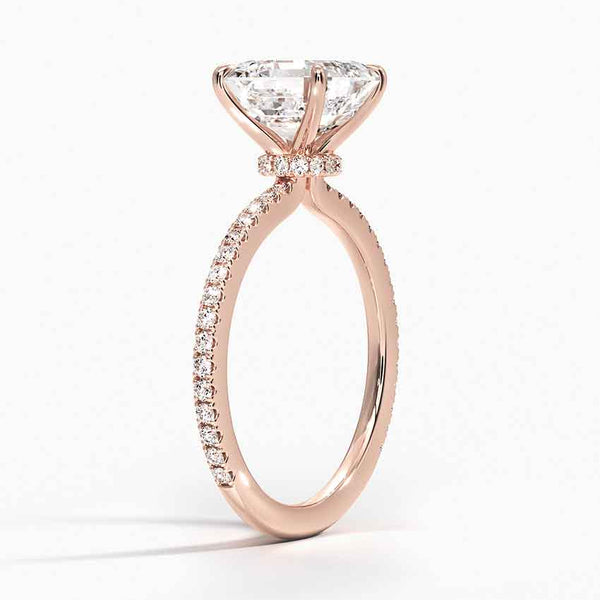 Hidden Halo Pavé Asscher Lab Diamond Engagement Ring