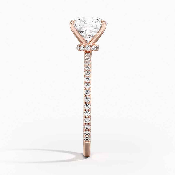 Hidden Halo Pavé Cushion Lab Diamond Engagement Ring