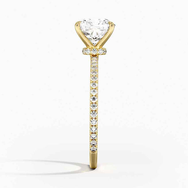 Hidden Halo Pavé Cushion Lab Diamond Engagement Ring