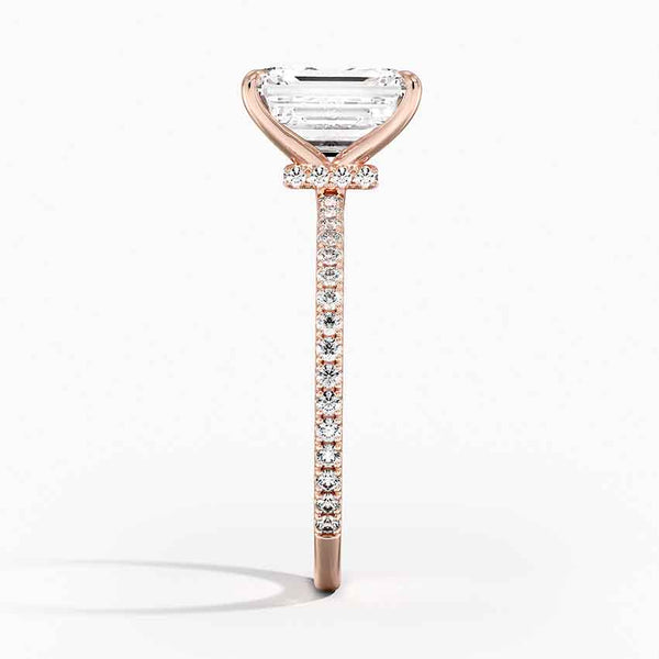 Hidden Halo Pavé Emerald Lab Diamond Engagement Ring