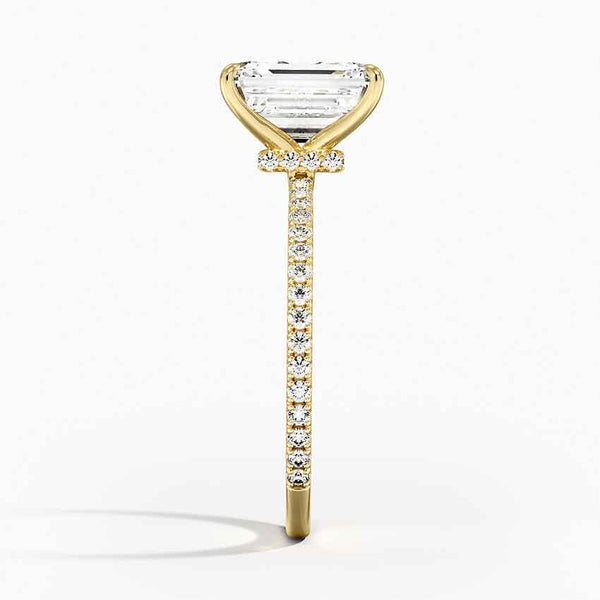 Hidden Halo Pavé Emerald Lab Diamond Engagement Ring