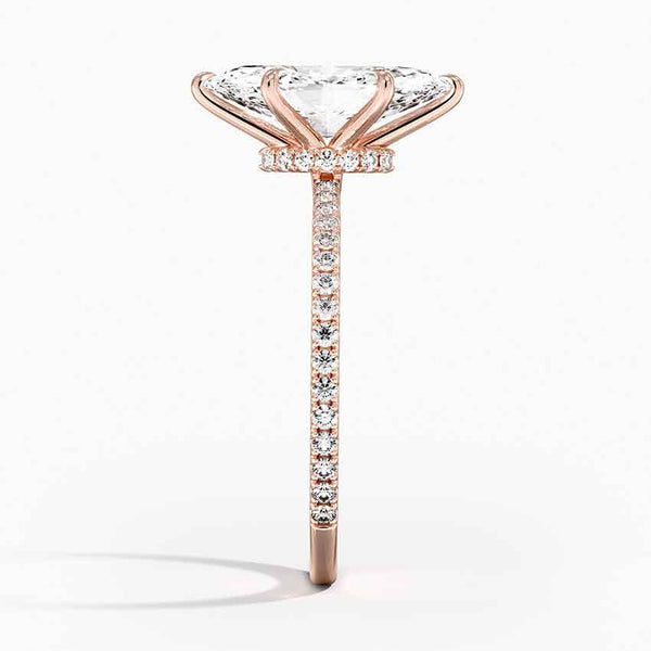 Hidden Halo Pavé Marquise Lab Diamond Engagement Ring