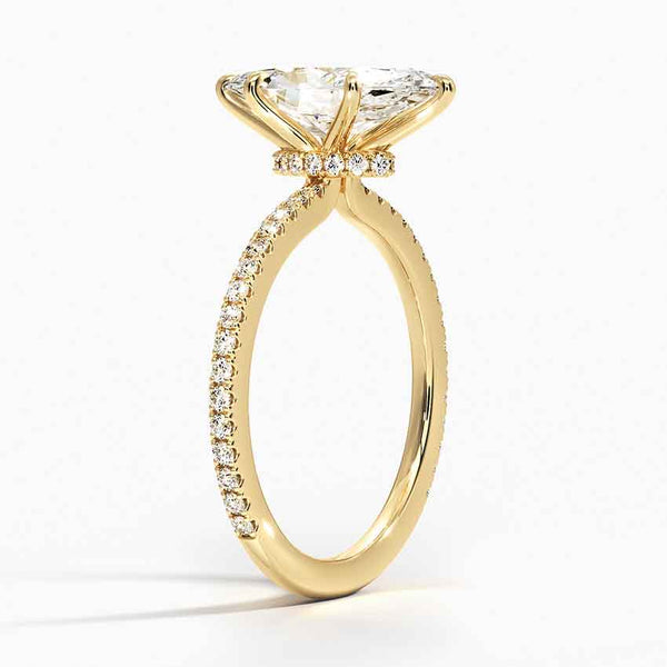 Hidden Halo Pavé Marquise Lab Diamond Engagement Ring